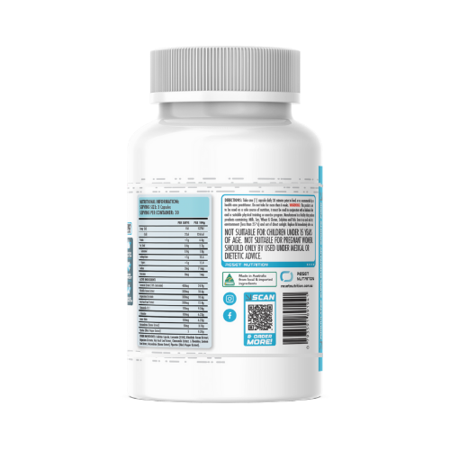Reset Adrenals ingredient label with Rhodiola, Magnesium Glycinate and Holy Basil