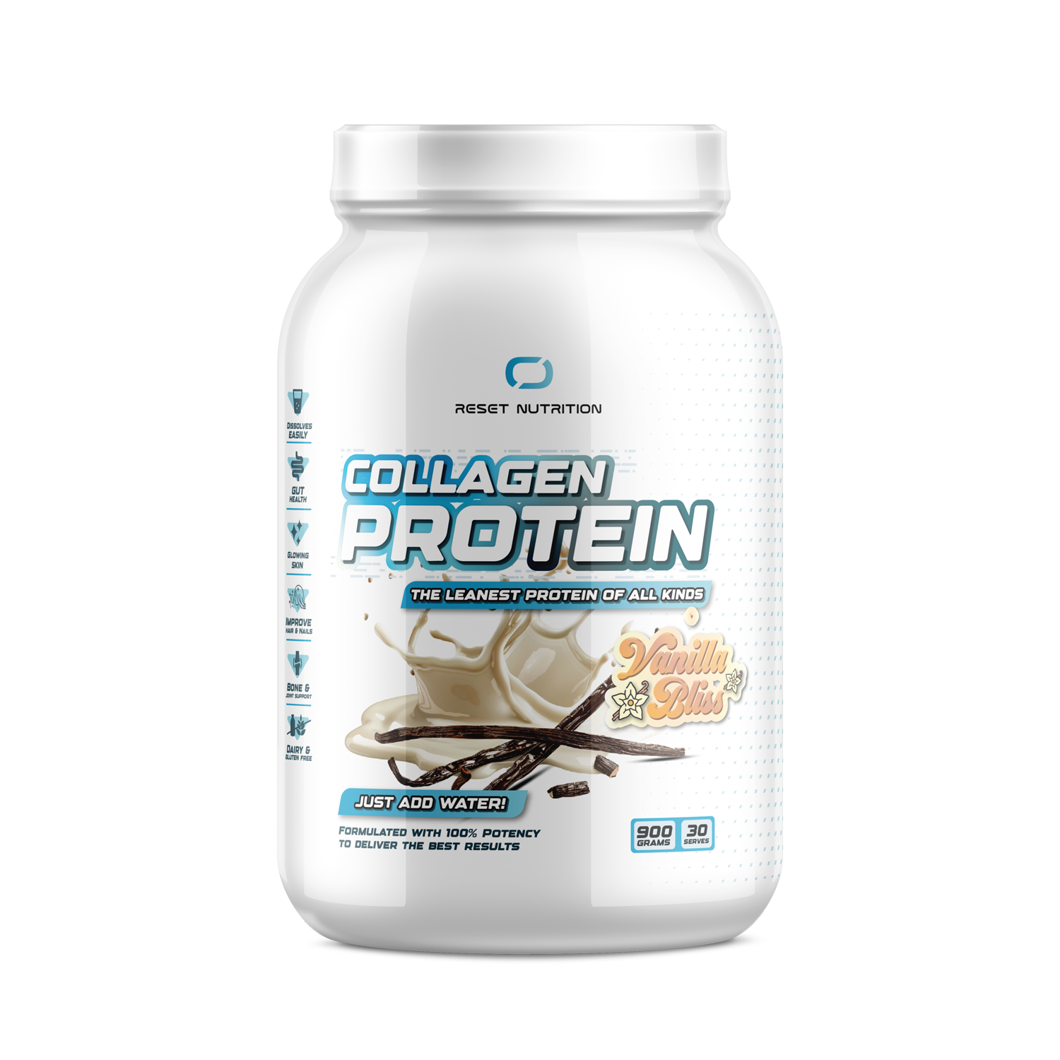 Reset Nutrition Collagen Protein 900g Vanilla Bliss flavour