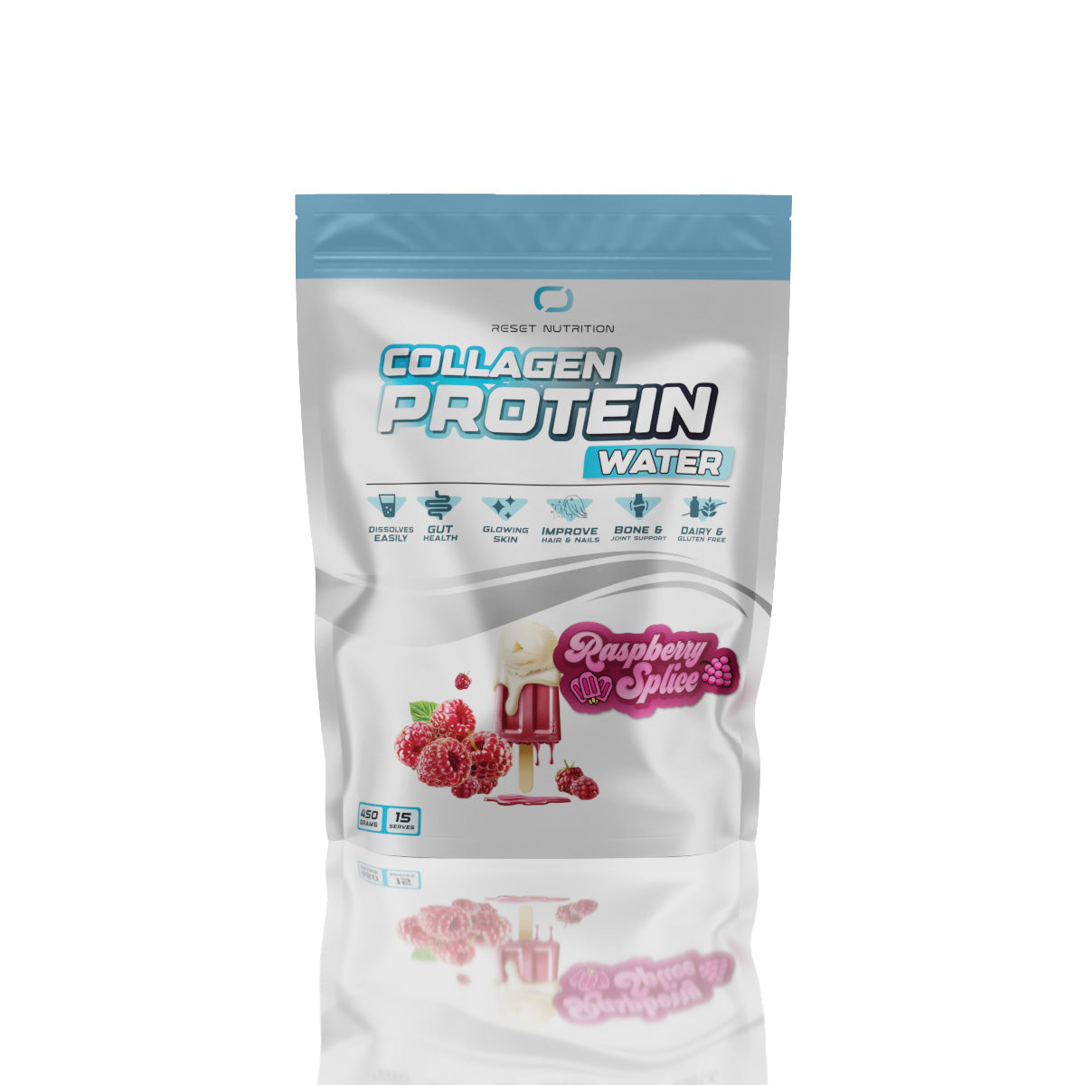Reset Nutrition Collagen Protein 450g Raspberry Splice flavour