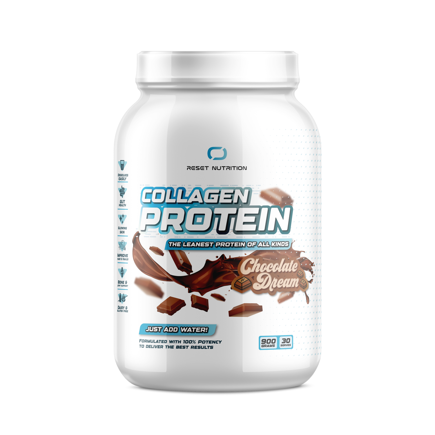 Reset Nutrition Collagen Protein 900g Chocolate Dream flavour