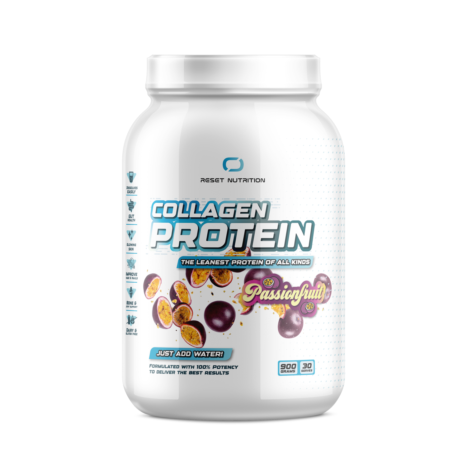 Reset Nutrition Collagen Protein 900g Passionfruit flavour